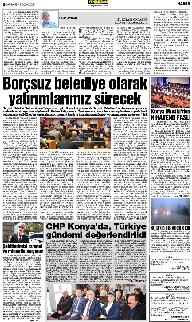 8 Ocak 2025 Yeni Meram Gazetesi
