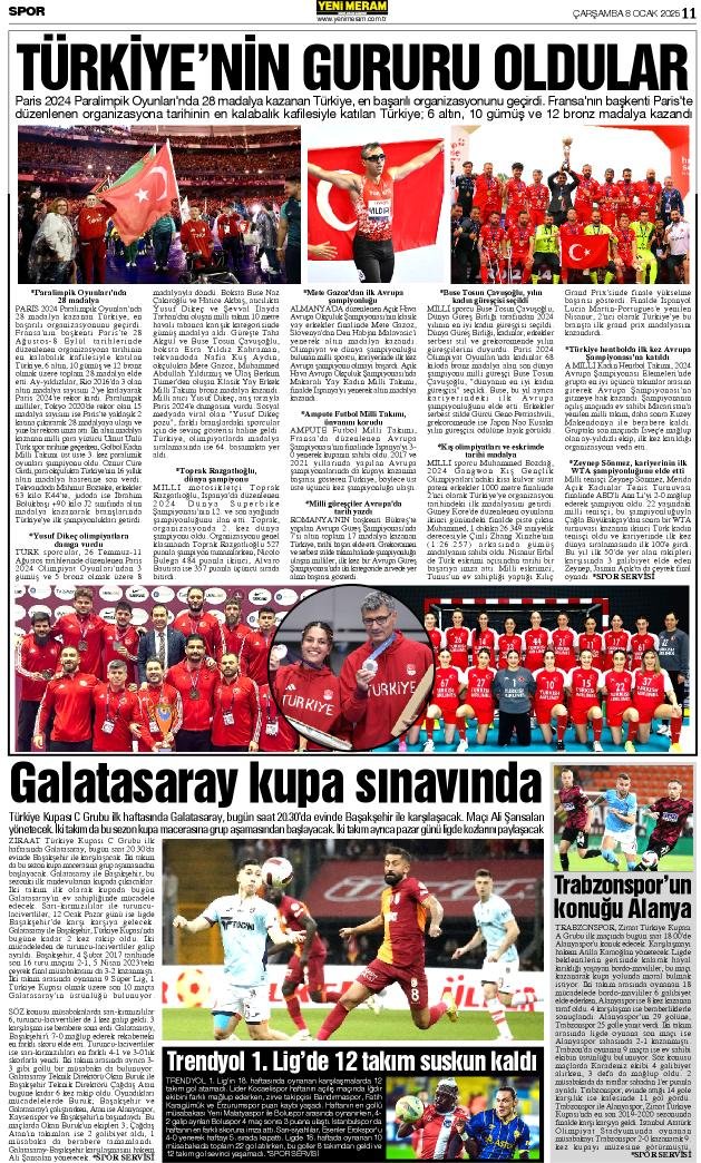 8 Ocak 2025 Yeni Meram Gazetesi
