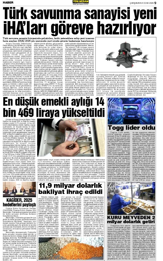 8 Ocak 2025 Yeni Meram Gazetesi
