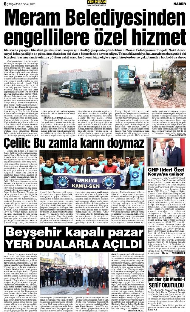 8 Ocak 2025 Yeni Meram Gazetesi
