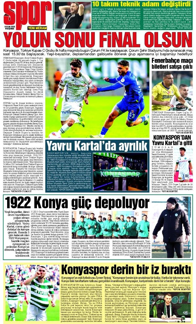 9 Ocak 2025 Yeni Meram Gazetesi
