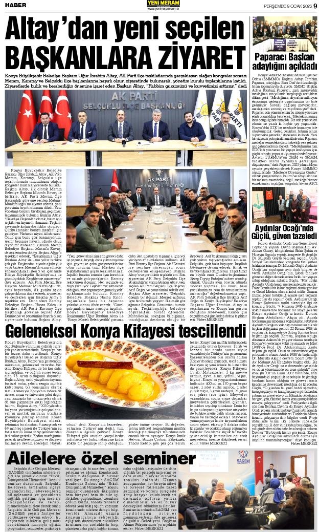 9 Ocak 2025 Yeni Meram Gazetesi
