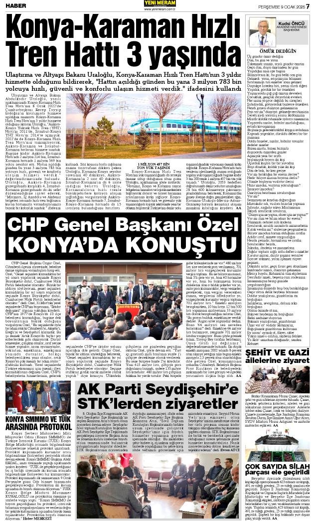 9 Ocak 2025 Yeni Meram Gazetesi
