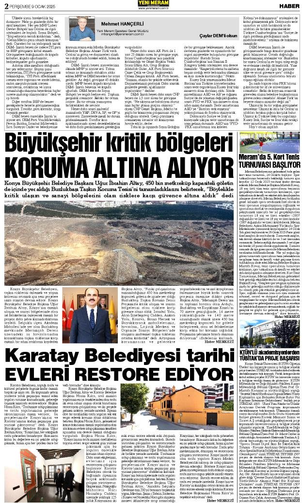 9 Ocak 2025 Yeni Meram Gazetesi
