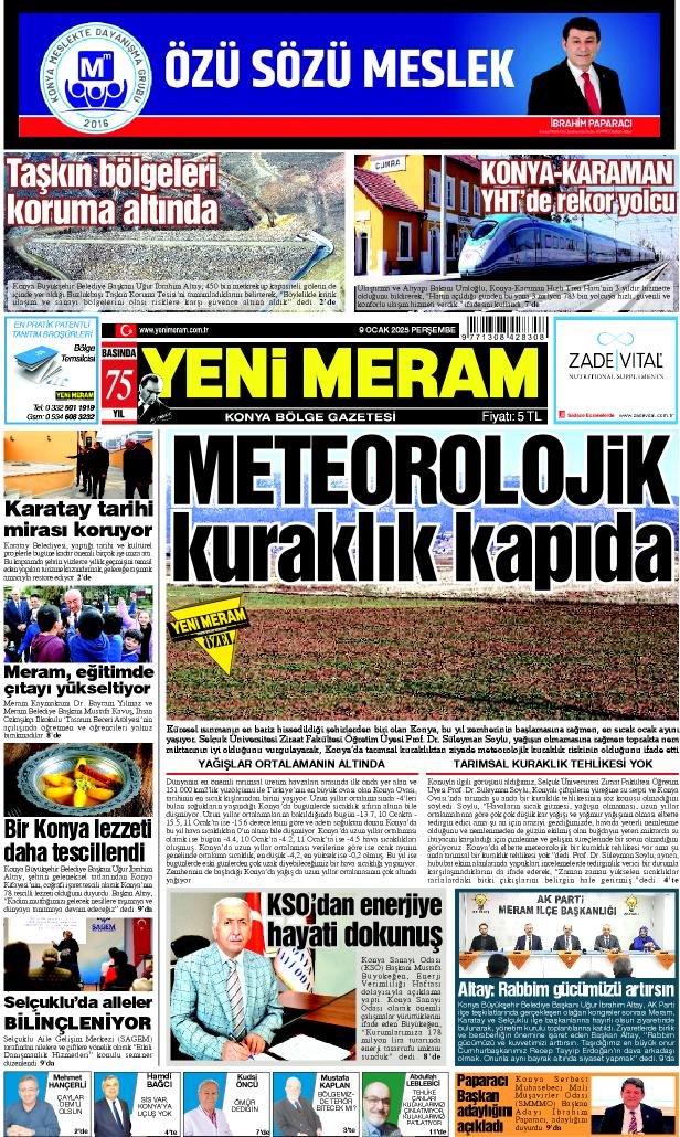 9 Ocak 2025 Yeni Meram Gazetesi
