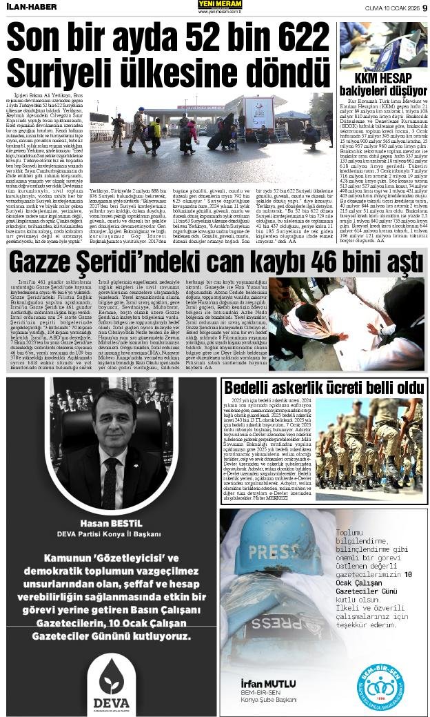 10 Ocak 2025 Yeni Meram Gazetesi
