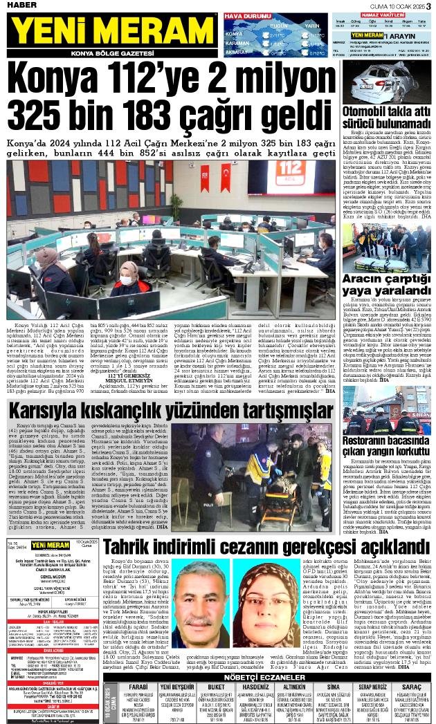 10 Ocak 2025 Yeni Meram Gazetesi
