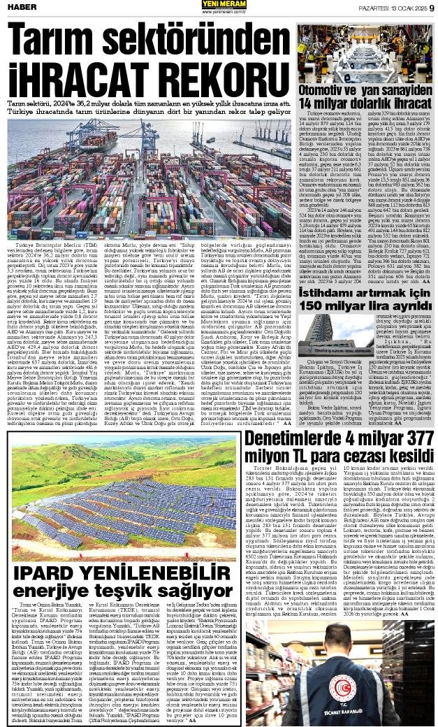 12 Ocak 2025 Yeni Meram Gazetesi
