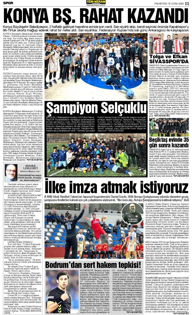 12 Ocak 2025 Yeni Meram Gazetesi
