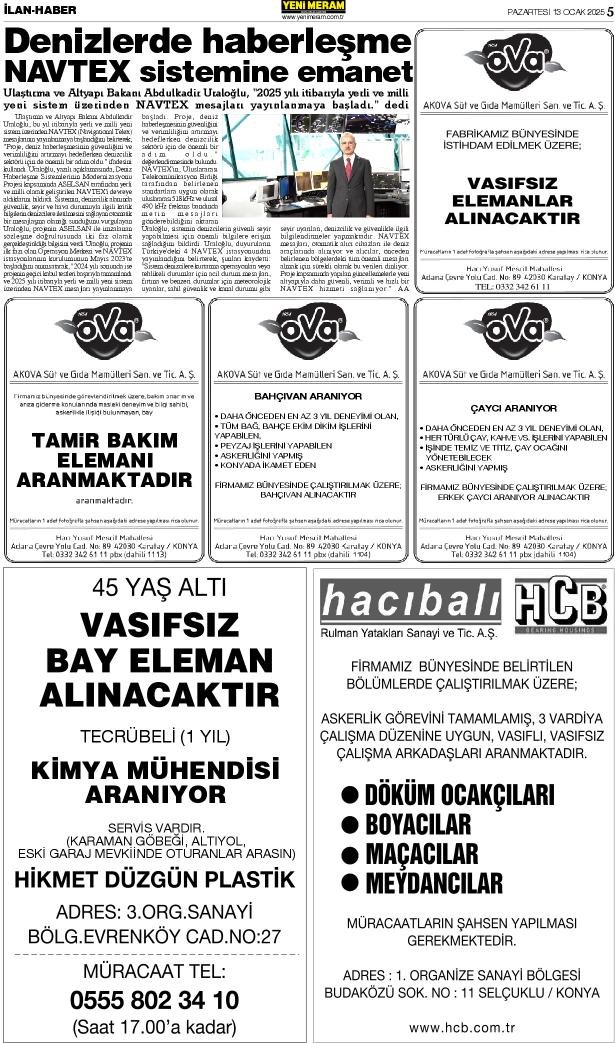 12 Ocak 2025 Yeni Meram Gazetesi
