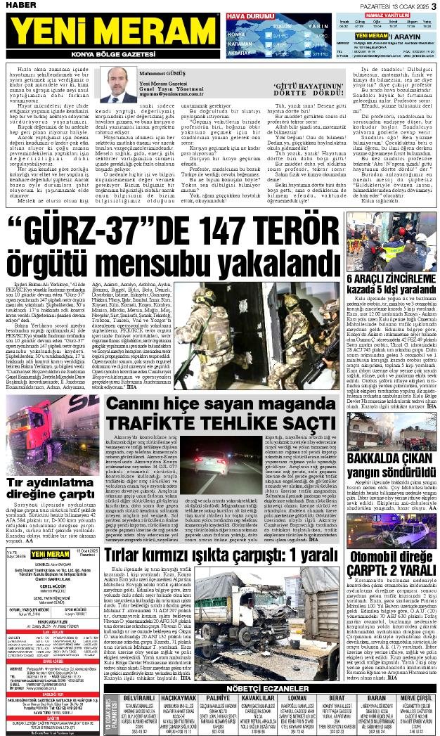 12 Ocak 2025 Yeni Meram Gazetesi
