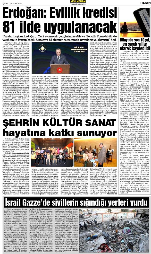 14 Ocak 2025 Yeni Meram Gazetesi
