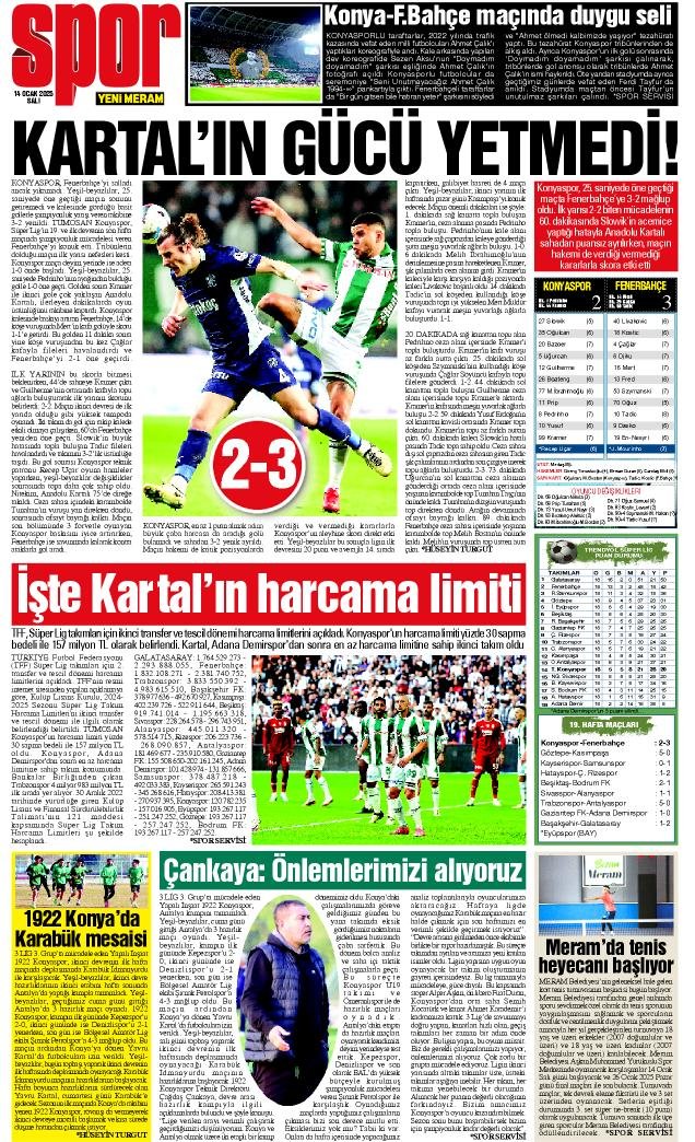 14 Ocak 2025 Yeni Meram Gazetesi
