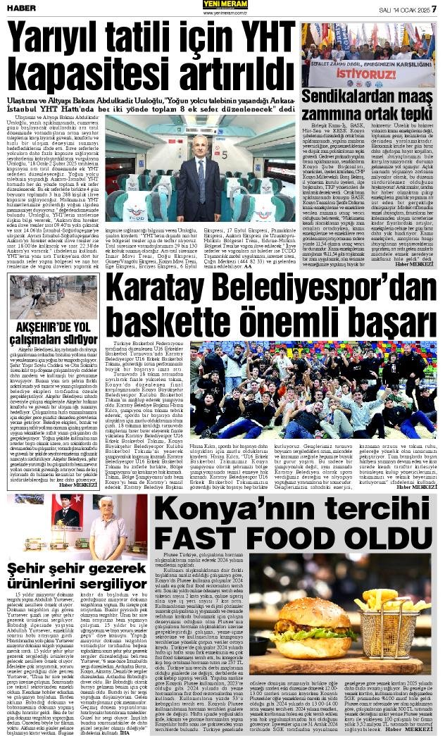 14 Ocak 2025 Yeni Meram Gazetesi
