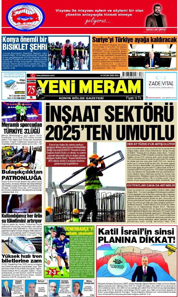 14 Ocak 2025 Yeni Meram Gazetesi
