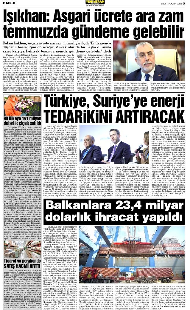 14 Ocak 2025 Yeni Meram Gazetesi
