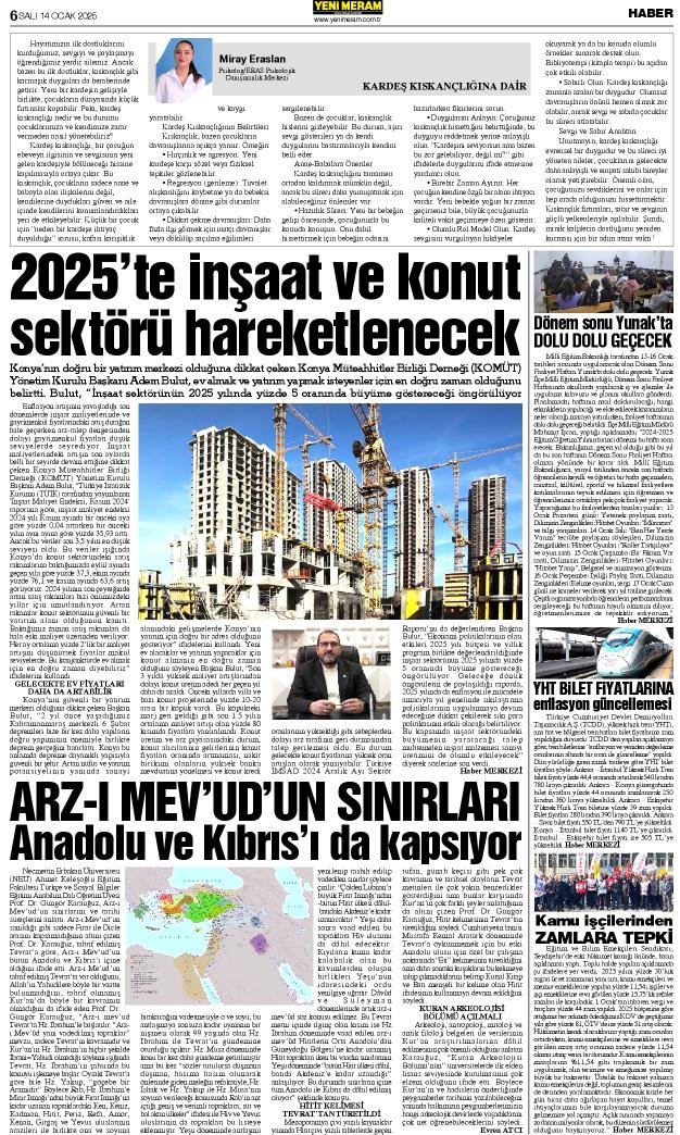 14 Ocak 2025 Yeni Meram Gazetesi
