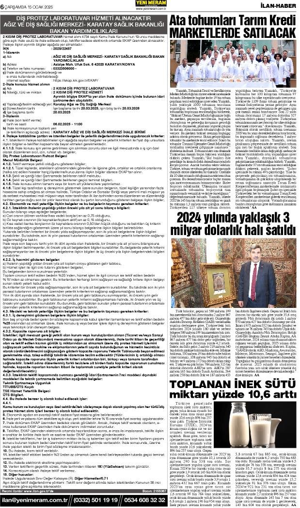 15 Ocak 2025 Yeni Meram Gazetesi
