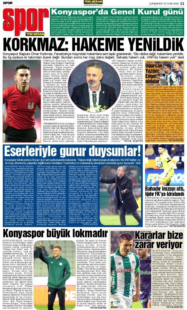 15 Ocak 2025 Yeni Meram Gazetesi
