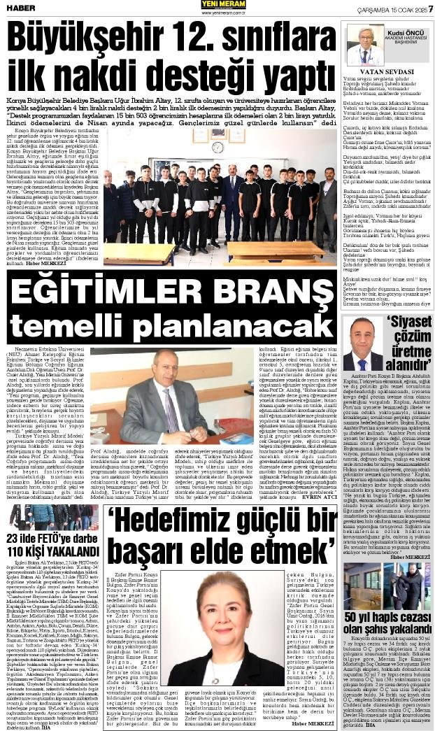 15 Ocak 2025 Yeni Meram Gazetesi
