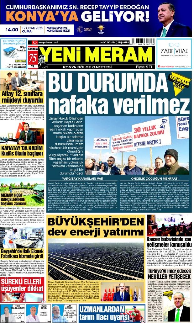 15 Ocak 2025 Yeni Meram Gazetesi
