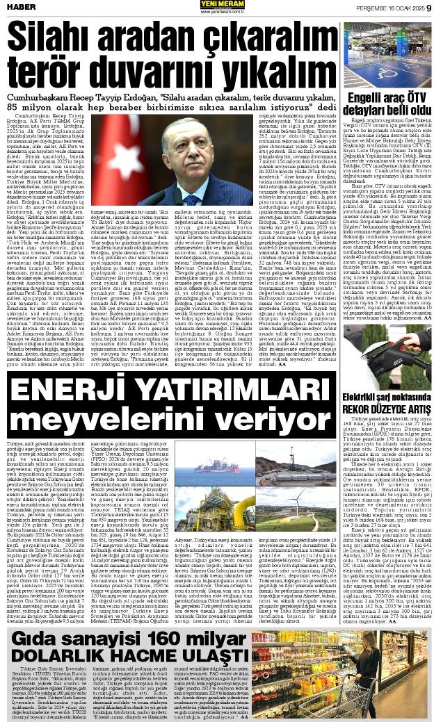 16 Ocak 2025 Yeni Meram Gazetesi
