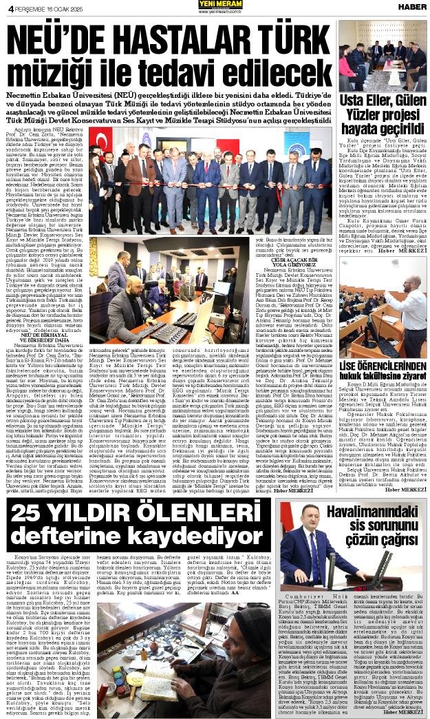 16 Ocak 2025 Yeni Meram Gazetesi
