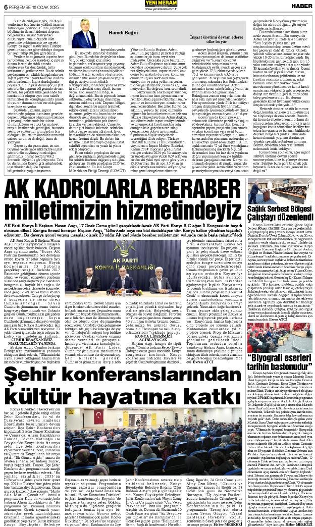 16 Ocak 2025 Yeni Meram Gazetesi
