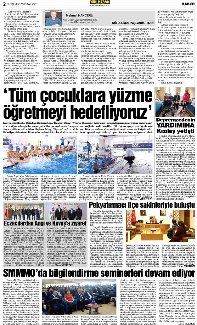 16 Ocak 2025 Yeni Meram Gazetesi
