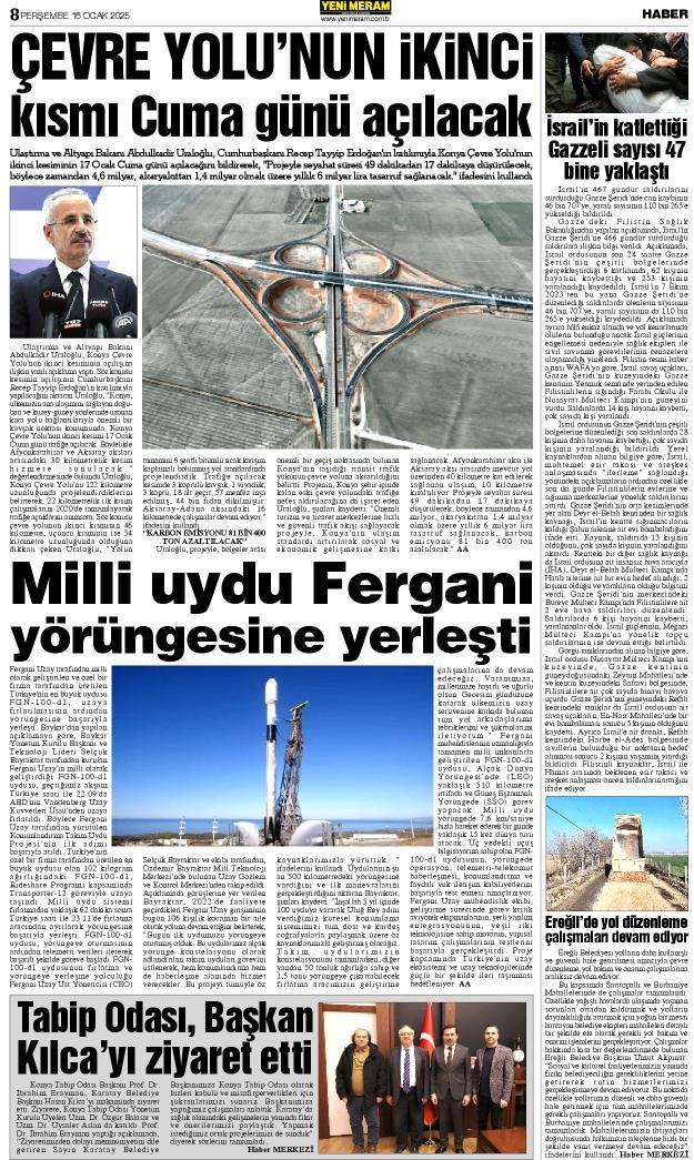 16 Ocak 2025 Yeni Meram Gazetesi
