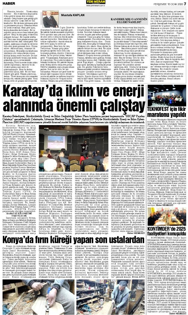 16 Ocak 2025 Yeni Meram Gazetesi
