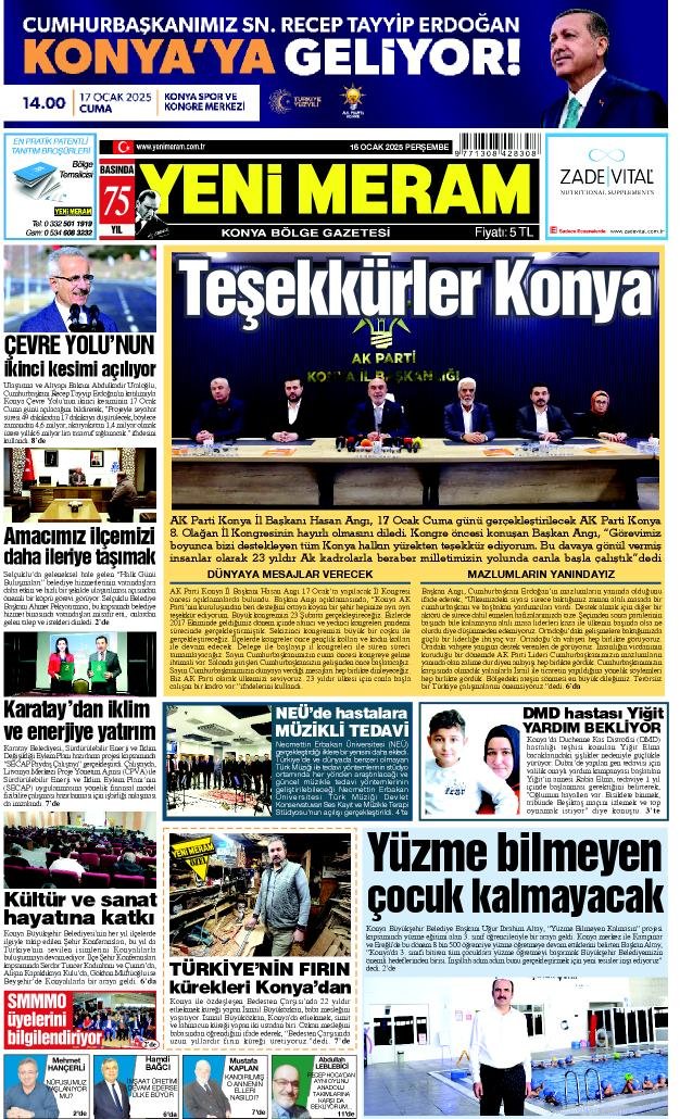 16 Ocak 2025 Yeni Meram Gazetesi
