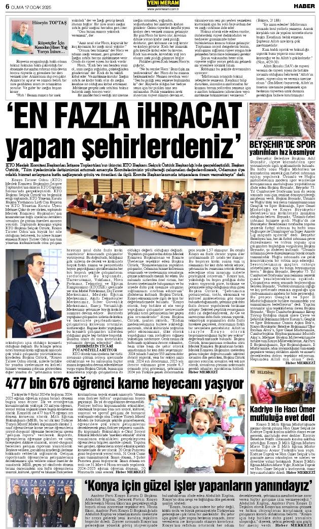 17 Ocak 2025 Yeni Meram Gazetesi
