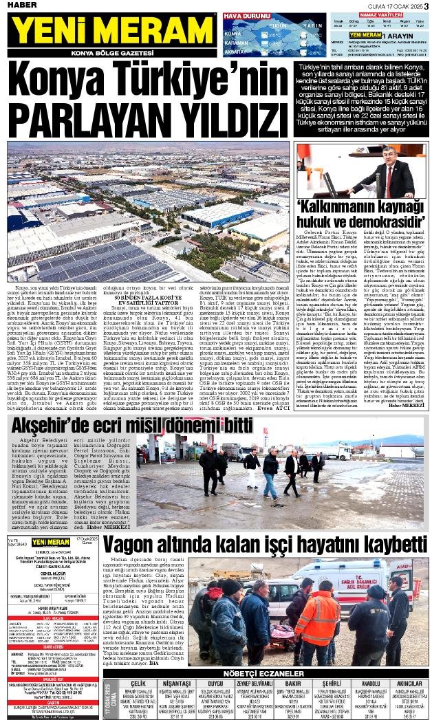 17 Ocak 2025 Yeni Meram Gazetesi
