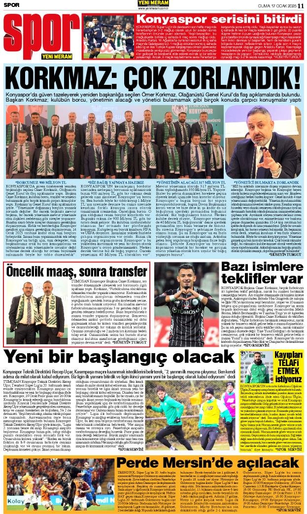 17 Ocak 2025 Yeni Meram Gazetesi
