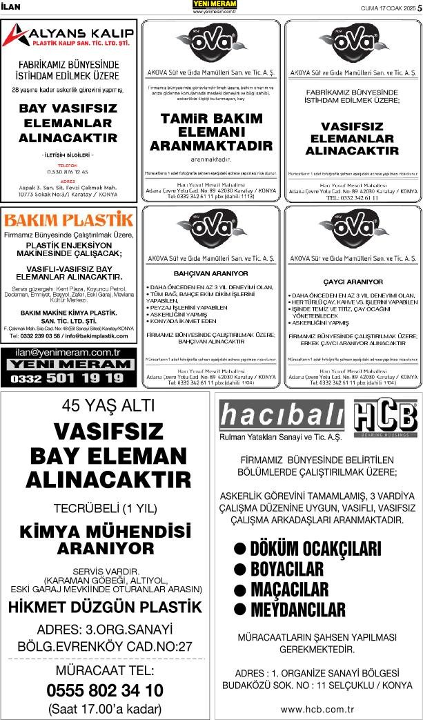 17 Ocak 2025 Yeni Meram Gazetesi
