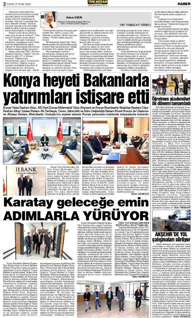 17 Ocak 2025 Yeni Meram Gazetesi
