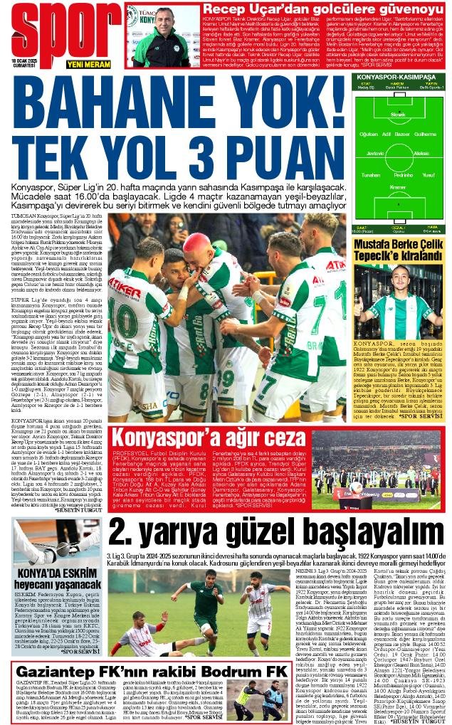 18 Ocak 2025 Yeni Meram Gazetesi