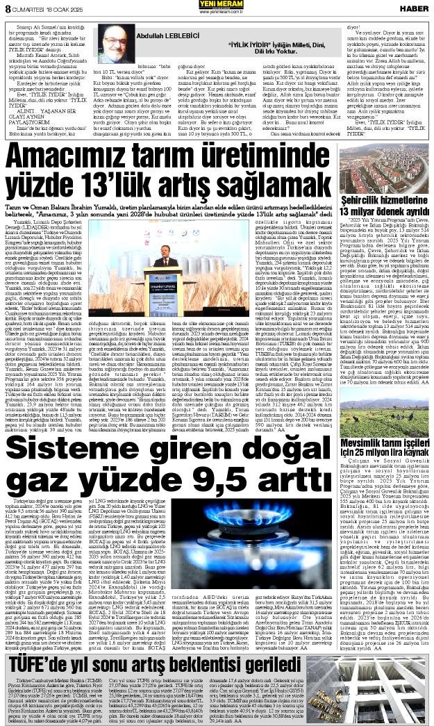 18 Ocak 2025 Yeni Meram Gazetesi