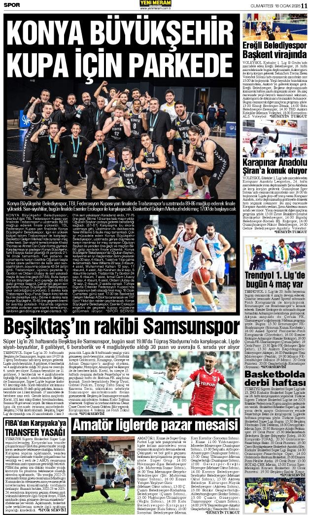 18 Ocak 2025 Yeni Meram Gazetesi