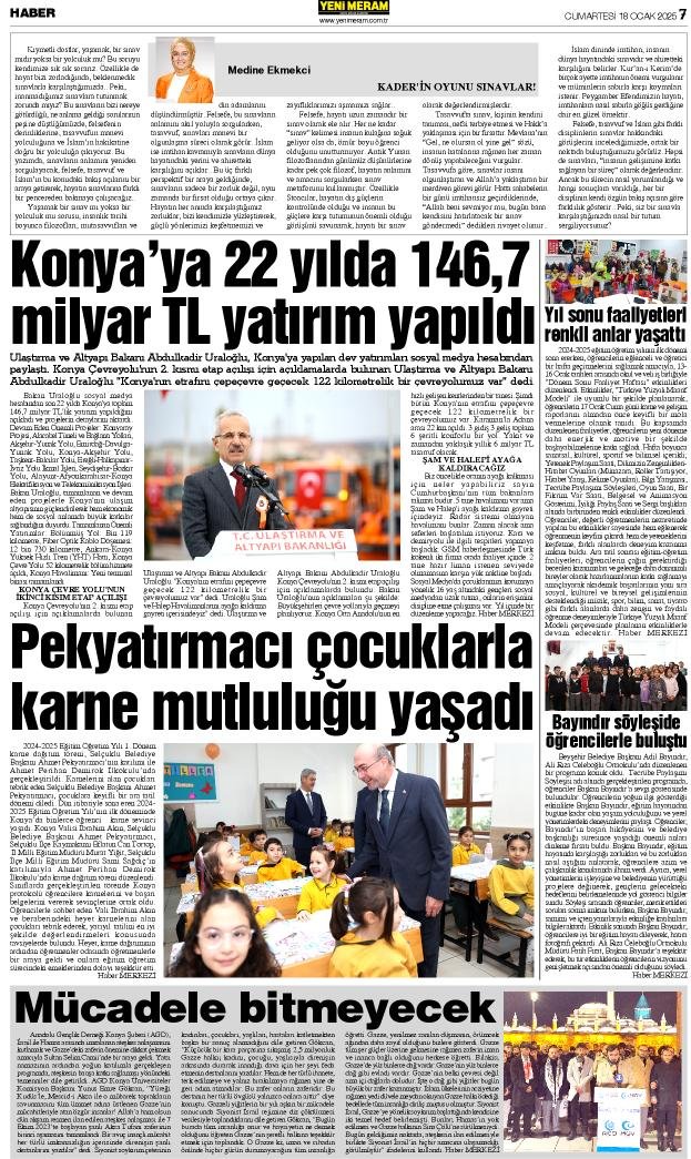 18 Ocak 2025 Yeni Meram Gazetesi