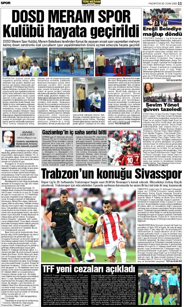 20 Ocak 2025 Yeni Meram Gazetesi
