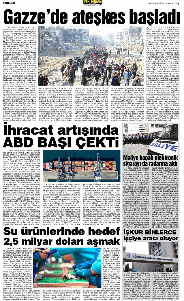 20 Ocak 2025 Yeni Meram Gazetesi
