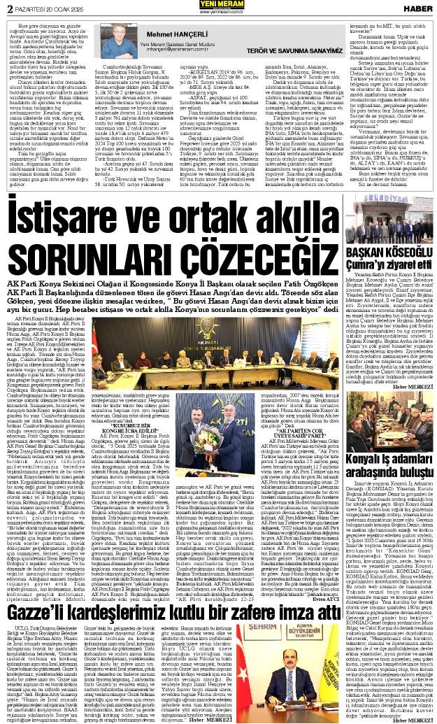 20 Ocak 2025 Yeni Meram Gazetesi
