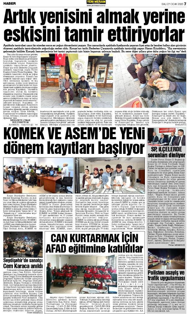 21 Ocak 2025 Yeni Meram Gazetesi
