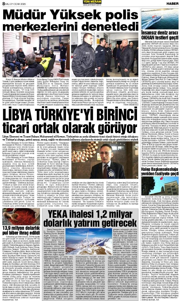 21 Ocak 2025 Yeni Meram Gazetesi
