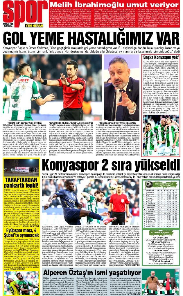 22 Ocak 2025 Yeni Meram Gazetesi
