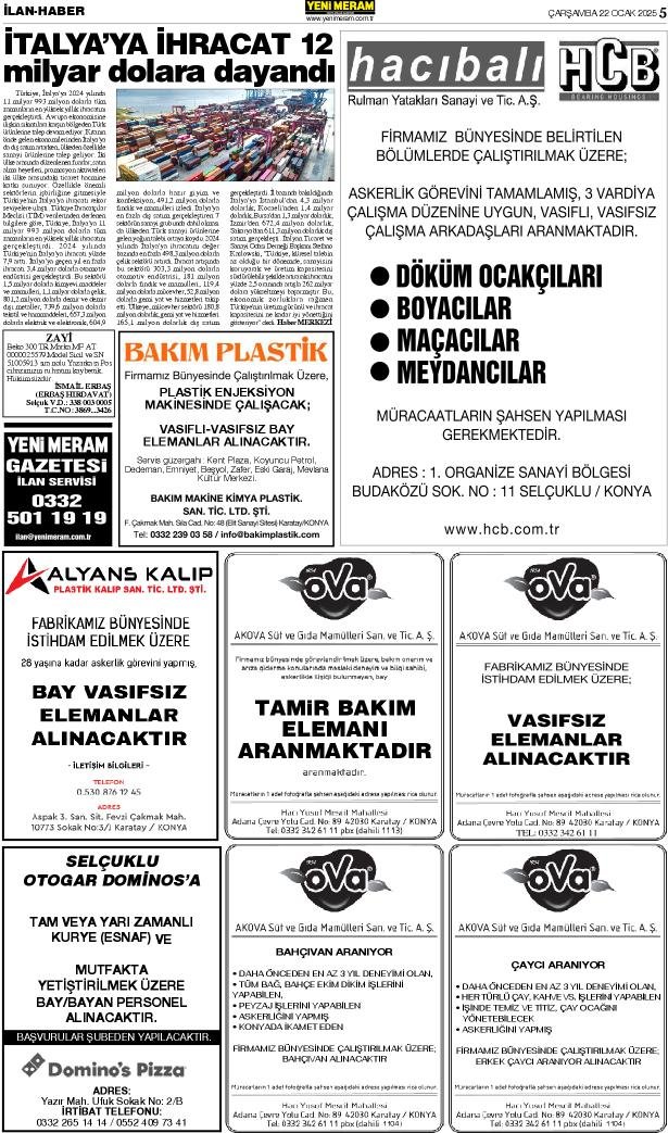 22 Ocak 2025 Yeni Meram Gazetesi
