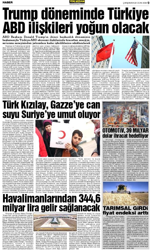 22 Ocak 2025 Yeni Meram Gazetesi
