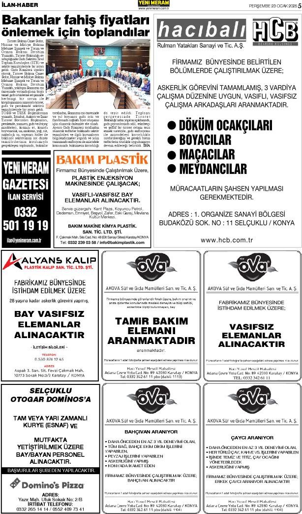 23 Ocak 2025 Yeni Meram Gazetesi
